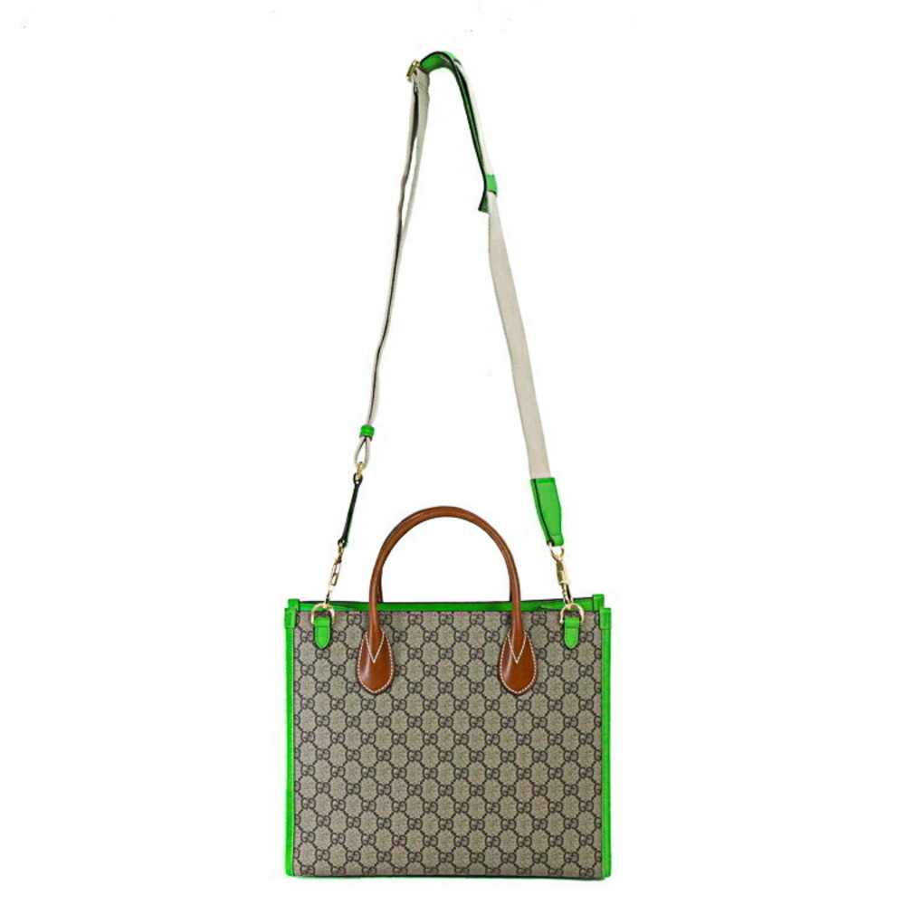 GUCCI Limited Edition GG Supreme Interlocking Tote Bag Leather Brown Multicolor - Picture 2 of 10
